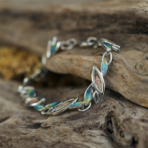 Seasons Gold Leaves Bracelet in Summer Enamel by Sheila Fleet Jewellery