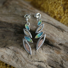 Seasons Gold Leaves 4-leaf Drop Earrings in Summer Enamel by Sheila Fleet Jewellery