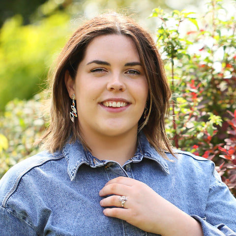 Seasons Gold Leaves 6-leaf Drop Earrings in Autumn Enamel by Sheila Fleet Jewellery