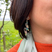 Seasons Gold Leaves 6-leaf Drop Earrings in Summer Enamel by Sheila Fleet Jewellery