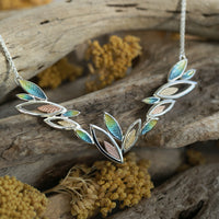 Seasons Gold Leaves Dress Necklace in Summer Enamel by Sheila Fleet Jewellery