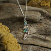Seasons Gold Leaves Small Pendant in Summer Enamel by Sheila Fleet Jewellery