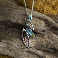 Seasons Gold Leaves Pendant Necklace in Summer Enamel by Sheila Fleet Jewellery