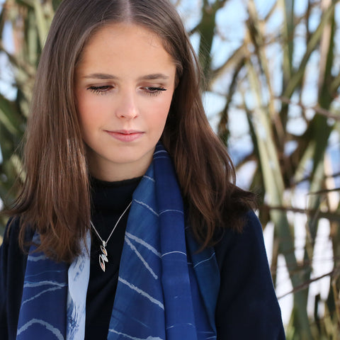 Seasons Gold Leaves Pendant Necklace in Winter Enamel by Sheila Fleet Jewellery