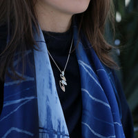 Seasons Gold Leaves Pendant Necklace in Winter Enamel by Sheila Fleet Jewellery