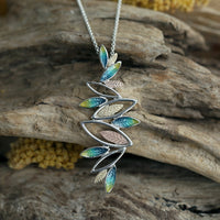 Seasons Gold Leaves Dress Pendant in Summer Enamel by Sheila Fleet Jewellery