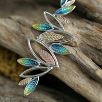 Seasons Gold Leaves Dress Pendant in Summer Enamel by Sheila Fleet Jewellery