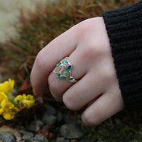 Seasons Gold Leaves Ring in Spring Enamel by Sheila Fleet Jewellery