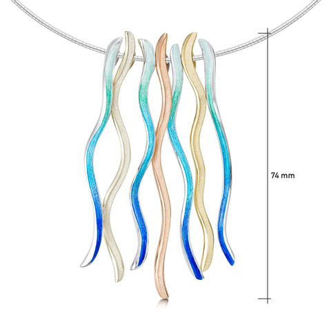 Atlantic Swell Statement Necklace in Silver, Mixed Gold & Ocean Hue Enamel by Sheila Fleet Jewellery