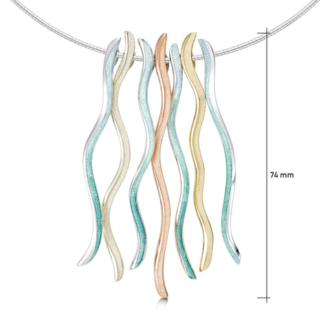Atlantic Swell Statement Necklace in Silver, Mixed Gold & Surf Enamel by Sheila Fleet Jewellery
