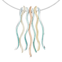 Atlantic Swell Statement Necklace in Silver, Mixed Gold & Surf Enamel by Sheila Fleet Jewellery