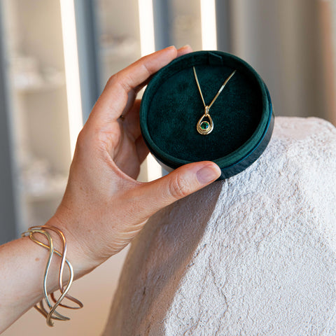 Emerald Droplet Pendant in 18ct Yellow Scottish Gold by Sheila Fleet Jewellery