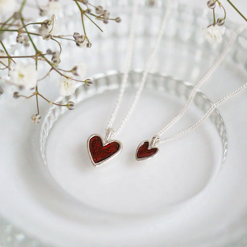 Secret Hearts Enamel Pendant in Sterling Silver by Sheila Fleet Jewellery