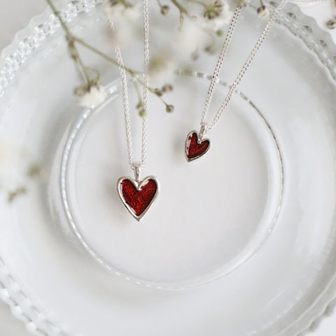 Secret Hearts Dress Pendant in Red Enamel by Sheila Fleet Jewellery