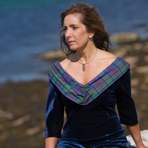 Moonlight Occasion Necklace in 9ct Yellow Gold with Opal & Diamond by Sheila Fleet Jewellery