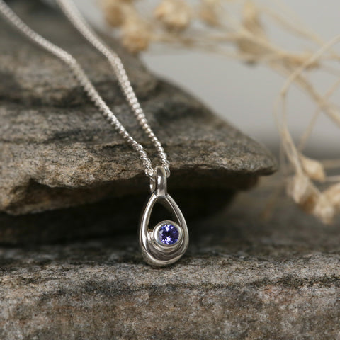 Tanzanite Birthstone Petite Droplet Pendant by Sheila Fleet Jewellery