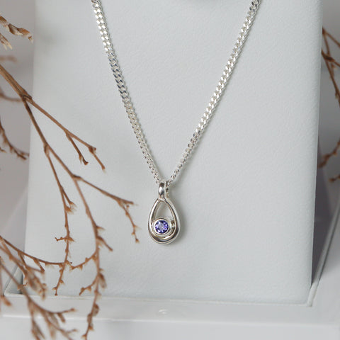 Tanzanite Birthstone Petite Droplet Pendant by Sheila Fleet Jewellery