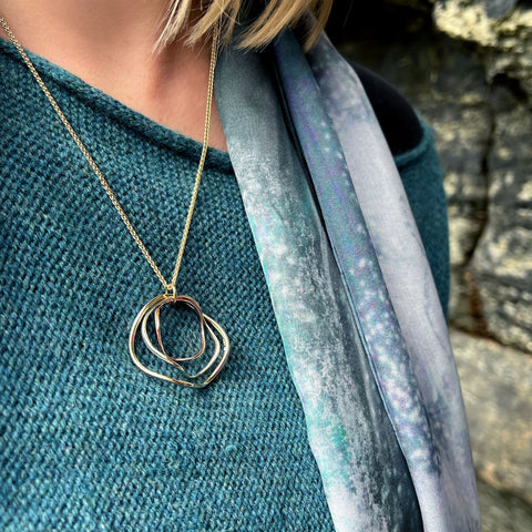 Tidal 3-part Pendant in 9ct Yellow, White & Rose Gold by Sheila Fleet Jewellery