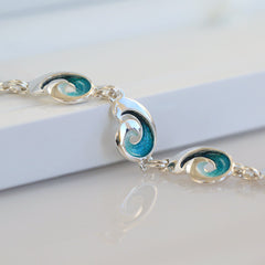 Wave 7-link Bracelet in Peacock Enamel by Sheila Fleet Jewellery