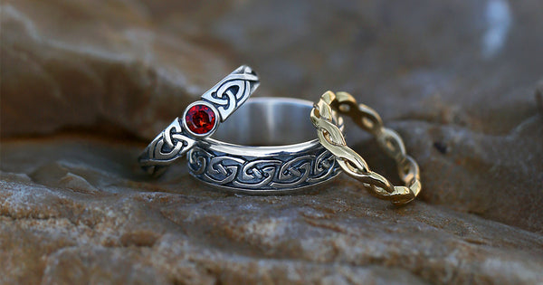 Selection of Sheila Fleet wedding and engagement rings in silver and gold.