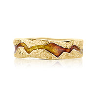 Lava Stream 18ct Yellow Gold Dress Ring in Fire Enamel by Sheila Fleet Jewellery