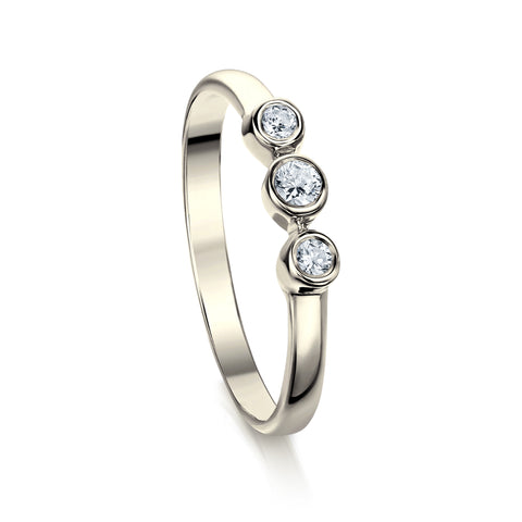 Trilogy Diamond Ring in 18ct White Gold by Sheila Fleet Jewellery