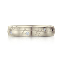 Ogham Small Ring in 18ct White Gold with Diamonds by Sheila Fleet Jewellery