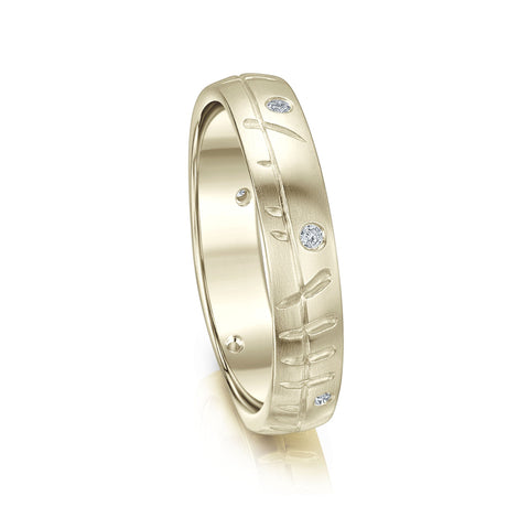 Ogham Small Ring in 18ct White Gold with Diamonds by Sheila Fleet Jewellery