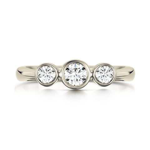 Trilogy Diamond Ring in 18ct White Gold by Sheila Fleet Jewellery