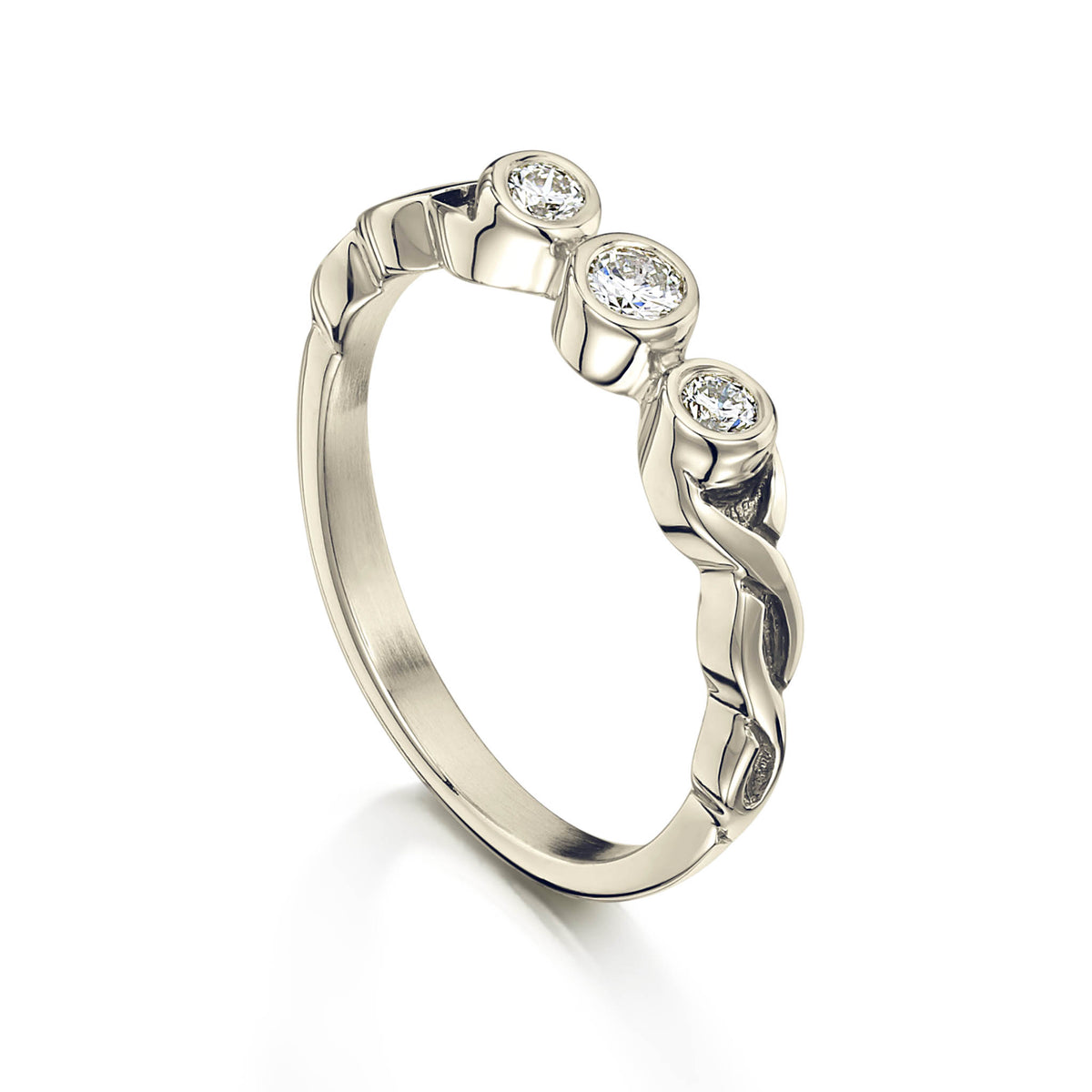Keltic Loop Celtic Trilogy Diamond Ring in 18ct White Gold – Sheila Fleet Jewellery