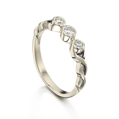 Celtic Trilogy Diamond Ring in 18ct White Gold by Sheila Fleet Jewellery