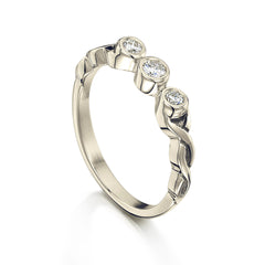 Celtic Trilogy Diamond Ring in 18ct White Gold by Sheila Fleet Jewellery