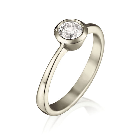 Contemporary 0.4ct Solitaire Diamond Ring in 18ct White Gold by Sheila Fleet Jewellery