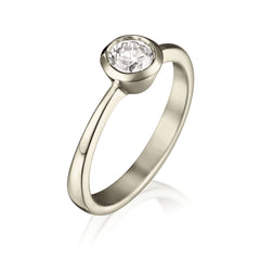 Contemporary 0.4ct Solitaire Diamond Ring in 18ct White Gold by Sheila Fleet Jewellery