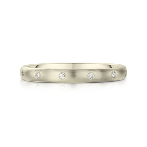 Traditional 12-diamond 3mm Wedding Ring in 18ct White Gold by Sheila Fleet Jewellery