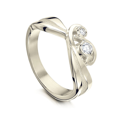 New Wave Diamond Ring in 18ct White Gold by Sheila Fleet Jewellery