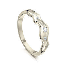 River Ripples Diamond Ring in 18ct White Gold by Sheila Fleet Jewellery