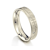 Ogham Ring in 18ct White Gold with Diamonds by Sheila Fleet Jewellery