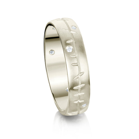 Ogham Diamond Medium Ring in 18ch White Gold