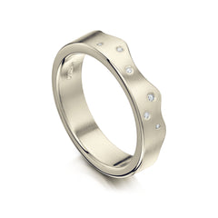 River Ripples Diamond Wedding Ring in 18ct White Gold by Sheila Fleet Jewellery