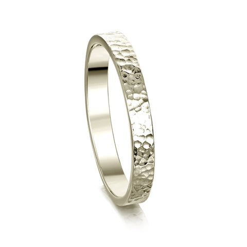 Honeycomb 3mm Textured Ring in 18ct White Gold by Sheila Fleet Jewellery