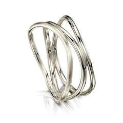 Triple Stacking Wave Ring in 18ct White Gold by Sheila Fleet Jewellery