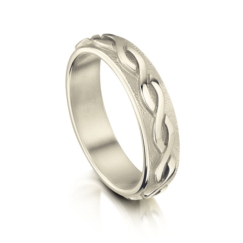 Celtic Twist Textured Ring in 18ct White Gold by Sheila Fleet Jewellery