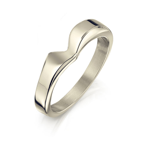 V-shape Wedding Band in 18ct White Gold (to match DR191) by Sheila Fleet Jewellery