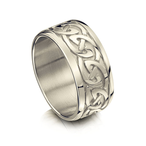 Celtic Knotwork Dress Ring in 18ct White Gold by Sheila Fleet Jewellery