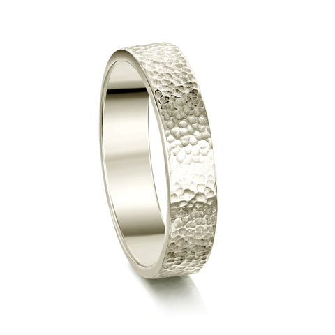 Honeycomb 5mm Textured Ring in 18ct White Gold by Sheila Fleet Jewellery