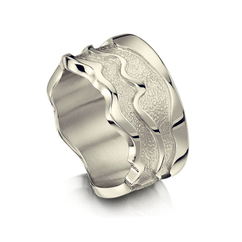 River Ripples Dress Ring in 18ct White Gold by Sheila Fleet Jewellery