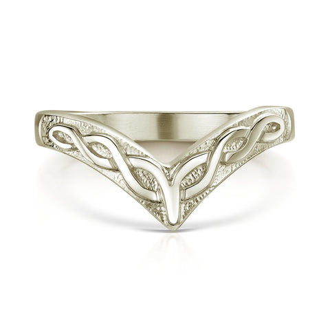 Wishbone Celtic Ring in 18ct White Gold by Sheila Fleet Jewellery
