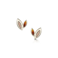 Seasons Autumn Enamel Petite Stud Earrings in 18ct White & Rose Gold by Sheila Fleet Jewellery