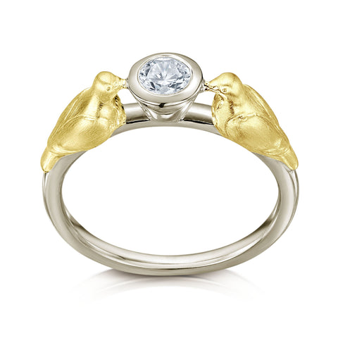 Dove Diamond Ring in 18ct White & Yellow Gold by Sheila Fleet Jewellery